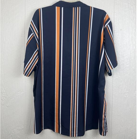 SHEIN shirt men’s 6XL blue/gold stripe NWOT measures like a 3XL - Picture 2 of 7